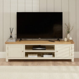 The Furniture Market Marbury Cream Painted Extra Large Widescreen Tv Unit Stand Up To 80 Tv Size