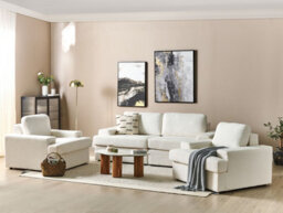 Beliani Living Room Set 5 Seater Alla Boucle Off-White - thumbnail 2