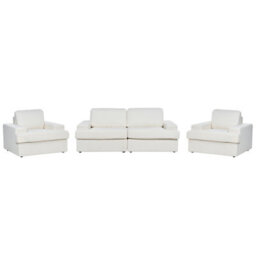 Beliani Living Room Set 5 Seater Alla Boucle Off-White - thumbnail 4