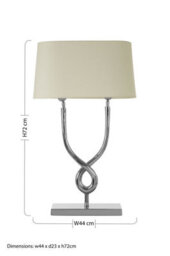 Orsina Table Lamp With Cross Base, High Gloss Nickel Finish Steel Frame, White Cotton Shade, Twisted Design Lighting - thumbnail 2