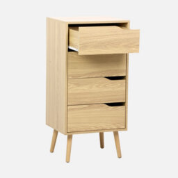 Sweeek - Tall Chest Of Drawers Wood Decor 4 Drawers Natural 48X39.5X96 Cm - Nepal - thumbnail 3