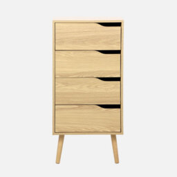 Sweeek - Tall Chest Of Drawers Wood Decor 4 Drawers Natural 48X39.5X96 Cm - Nepal - thumbnail 2