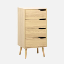 Sweeek - Tall Chest Of Drawers Wood Decor 4 Drawers Natural 48X39.5X96 Cm - Nepal - thumbnail 1