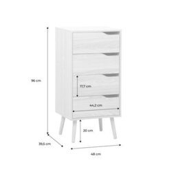 Sweeek - Tall Chest Of Drawers Wood Decor 4 Drawers Natural 48X39.5X96 Cm - Nepal - thumbnail 5
