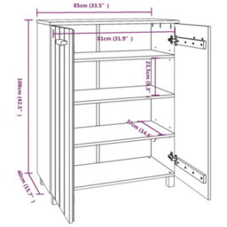 Berkfield Shoe Cabinet White 85X40X108 Cm Solid Wood Pine - thumbnail 8