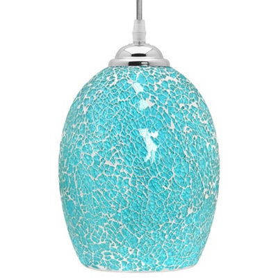Long Life Lamps Company Vintage Ceiling Crackle Blue Mosaic Glass Pendant Light K420 - image 1