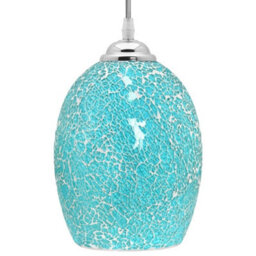 Long Life Lamps Company Vintage Ceiling Crackle Blue Mosaic Glass Pendant Light K420 - thumbnail 1