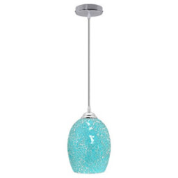 Long Life Lamps Company Vintage Ceiling Crackle Blue Mosaic Glass Pendant Light K420 - thumbnail 4