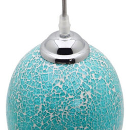 Long Life Lamps Company Vintage Ceiling Crackle Blue Mosaic Glass Pendant Light K420 - thumbnail 5