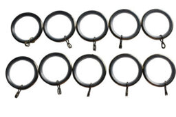 GoodHome Antiki Antique Brass Effect Curtain Ring (Dia)28mm, Pack Of 10 Compatibility- 28mm Curtain Poles - thumbnail 1
