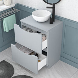 Nes Home 600mm Freestanding Matte Grey Vanity Unit Round Bowl Basin - thumbnail 4