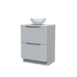 Nes Home 600mm Freestanding Matte Grey Vanity Unit Round Bowl Basin - thumbnail 5