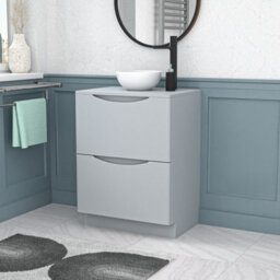 Nes Home 600mm Freestanding Matte Grey Vanity Unit Round Bowl Basin - thumbnail 1