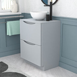 Nes Home 600mm Freestanding Matte Grey Vanity Unit Round Bowl Basin - thumbnail 2