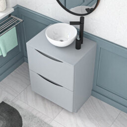 Nes Home 600mm Freestanding Matte Grey Vanity Unit Round Bowl Basin - thumbnail 3