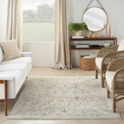 Ivory Traditional Abstract Floral Rug Easy To Clean Dining Room-239Cm (Circle) - thumbnail 2