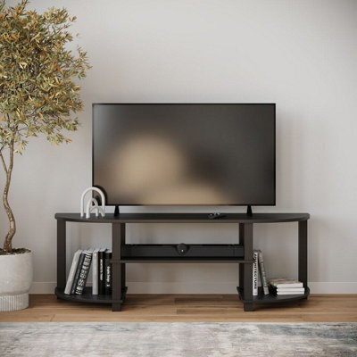 Urbn-Living Urbnliving 120Cm Wide Tv Unit Stand S-Tube Entertainment Centre Storage Shelf Living Room Black Cabinet - image 1