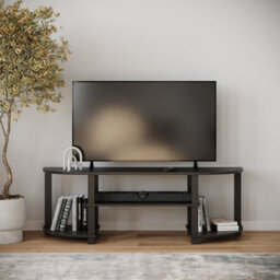 Urbn-Living Urbnliving 120Cm Wide Tv Unit Stand S-Tube Entertainment Centre Storage Shelf Living Room Black Cabinet - thumbnail 1