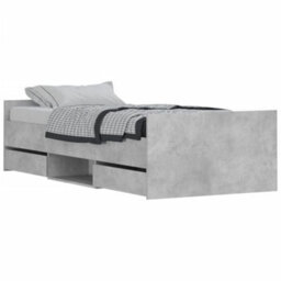 Berkfield Bed Frame With Headboard And Footboard Concrete Grey 90X190 Cm - thumbnail 2