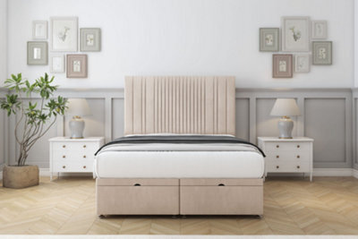"Comfort The Foxy Sand Naples Ottoman Bed With Mattress With 26"" Strutted Headboard 4'6 Double" - image 1