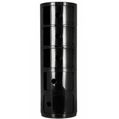 Black - 5Tiers Cylindrical Round Storage Cabinet Cupboard Shelf Side End Table Shelf - image 1
