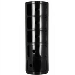 Black - 5Tiers Cylindrical Round Storage Cabinet Cupboard Shelf Side End Table Shelf - thumbnail 1