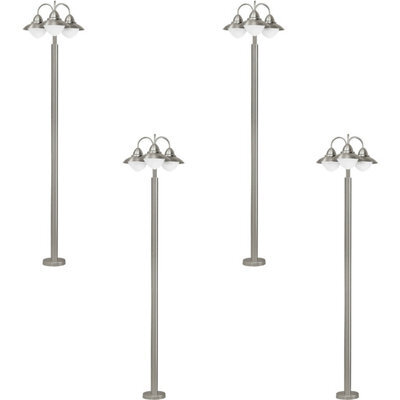 Set Of 4 Ip44 Stainless Steel Outdoor Bollard Lights For Driveways - image 1