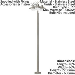 Set Of 4 Ip44 Stainless Steel Outdoor Bollard Lights For Driveways - thumbnail 2