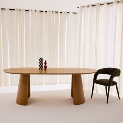 Sweeek - Oblong Dining Table For 8 People Wood Decor Oak 220X100X76 Cm - Mathilde - image 1