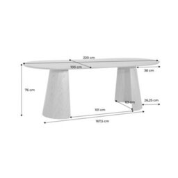 Sweeek - Oblong Dining Table For 8 People Wood Decor Oak 220X100X76 Cm - Mathilde - thumbnail 5