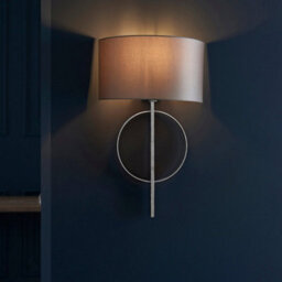 Antique Silver Leaf Wall Light & Mink Satin Half Shade Dimmable Filament Lamp - thumbnail 3