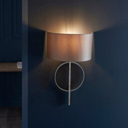 Antique Silver Leaf Wall Light & Mink Satin Half Shade Dimmable Filament Lamp - thumbnail 5