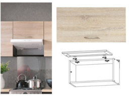 Impact Furniture Kitchen Extractor Fan Housing Unit Wall Cabinet 600mm Storage Cupboard Half Height Lift Up Door Light Oak Effect Junona - thumbnail 1