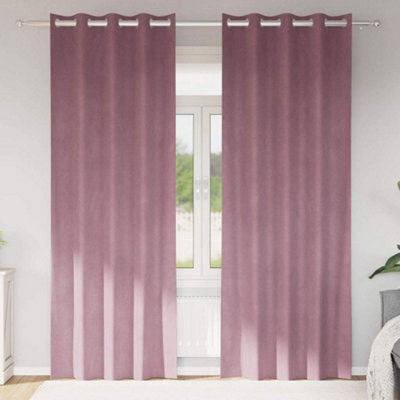 Berkfield Blackout Curtains With Eyelets 2 Pcs Dark Pink Velvet - image 1