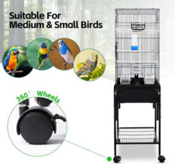 "Hygrad Built to Survive 42"" Single Center Divider Nest Box Bird Rolling Stand Cage Divided Breeder Parakeet Bird Cage For Canary Cockatiel Parrot Lovebird" - thumbnail 7