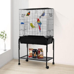 "Hygrad Built to Survive 42"" Single Center Divider Nest Box Bird Rolling Stand Cage Divided Breeder Parakeet Bird Cage For Canary Cockatiel Parrot Lovebird" - thumbnail 2