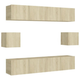 Berkfield 6 Piece Tv Cabinet Set Sonoma Oak Engineered Wood - thumbnail 2