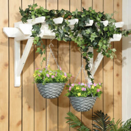 Homcom Set Of 2 Artificial Cosmos Flowers, Hanging Planters With Basket - thumbnail 7