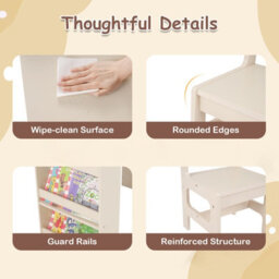 Costway Kids Art Table & Chair Set Toddler Painting Study Desk With Removable Paper Roll Holder-Natural - thumbnail 9