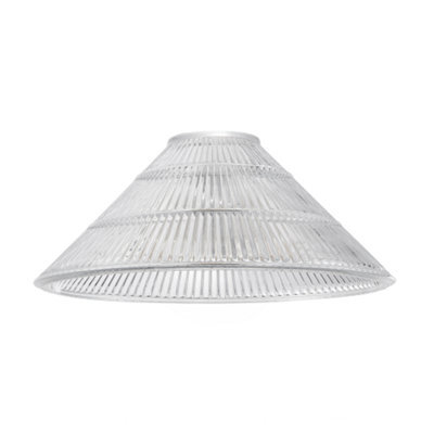 Happy Homewares Modern Designer Transparent Ridged Glass Easy Fit Pendant Shade In Cone Shape - image 1