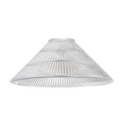 Happy Homewares Modern Designer Transparent Ridged Glass Easy Fit Pendant Shade In Cone Shape - thumbnail 1