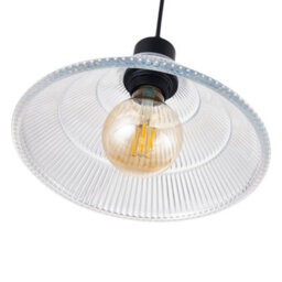 Happy Homewares Modern Designer Transparent Ridged Glass Easy Fit Pendant Shade In Cone Shape - thumbnail 4