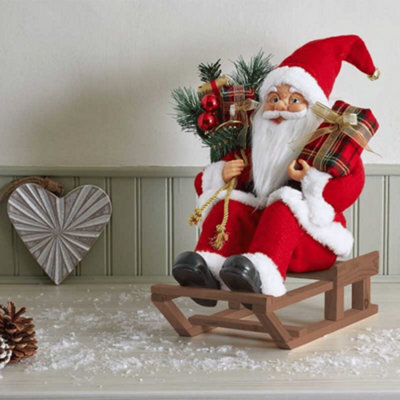 Samuel Alexander 30Cm Red And White Traditional Santa On Sleigh Christmas Decoration - image 1
