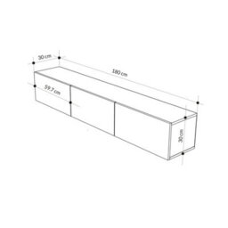 "Decortie Francy Modern Wall Mounted Tv Unit 55"" Multimedia Centre Oak White 180Cm" - thumbnail 3