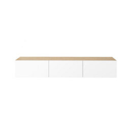 "Decortie Francy Modern Wall Mounted Tv Unit 55"" Multimedia Centre Oak White 180Cm" - thumbnail 2
