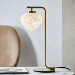 Luxia Luminosa Mali Table Lamp Satin Brass Plate, White Confetti Glass, 1X G9 - thumbnail 3
