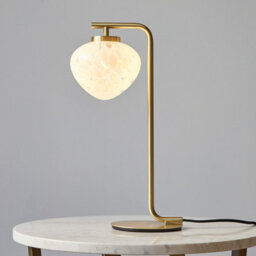 Luxia Luminosa Mali Table Lamp Satin Brass Plate, White Confetti Glass, 1X G9 - thumbnail 2