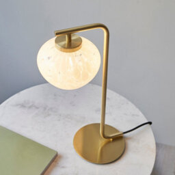 Luxia Luminosa Mali Table Lamp Satin Brass Plate, White Confetti Glass, 1X G9 - thumbnail 5