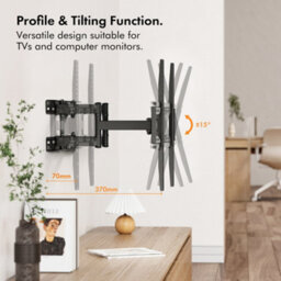 "Vonhaus Tilt & Swivel Tv Bracket For 24-65"" Screens, Tv Wall Mount W/spirit Level, 45Kg Capacity, Max Vesa: 400X400mm" - thumbnail 3