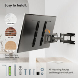 "Vonhaus Tilt & Swivel Tv Bracket For 24-65"" Screens, Tv Wall Mount W/spirit Level, 45Kg Capacity, Max Vesa: 400X400mm" - thumbnail 5
